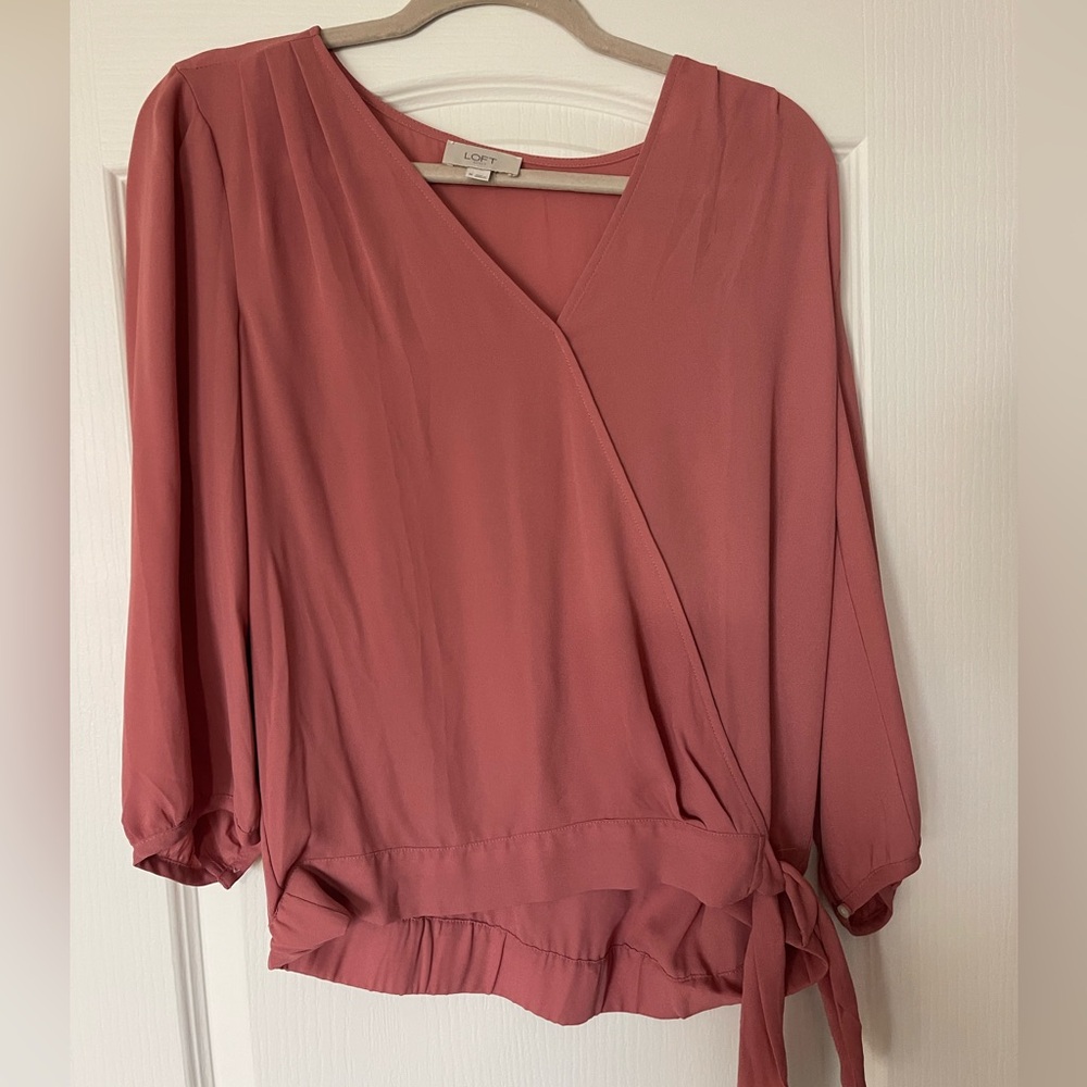 Loft long sleeve blouse with side tie